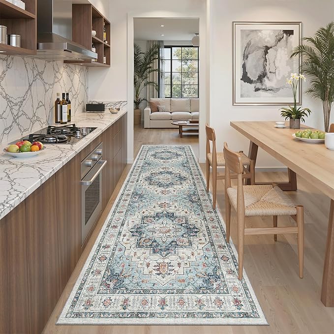 Madane Runner Rug 2'6''x8' Kitchen Runner, Hallway Runner Vintage Washable Rugs by Madane