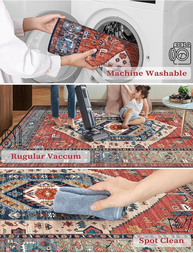 SERISSA 3x8 Washable Non Slip Boho Runner Rug - Image 4