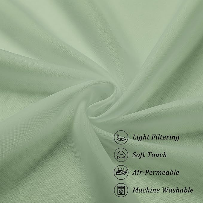 Chyhomenyc Sage Green Sheer Curtains 108 Inches Long - Image 8