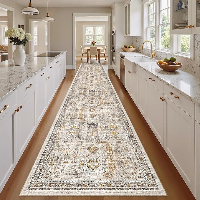 Madane Hallway Runner Rug 2'6''x14' Kitchen Runner, Non Slip Vintage Runners - Image 3