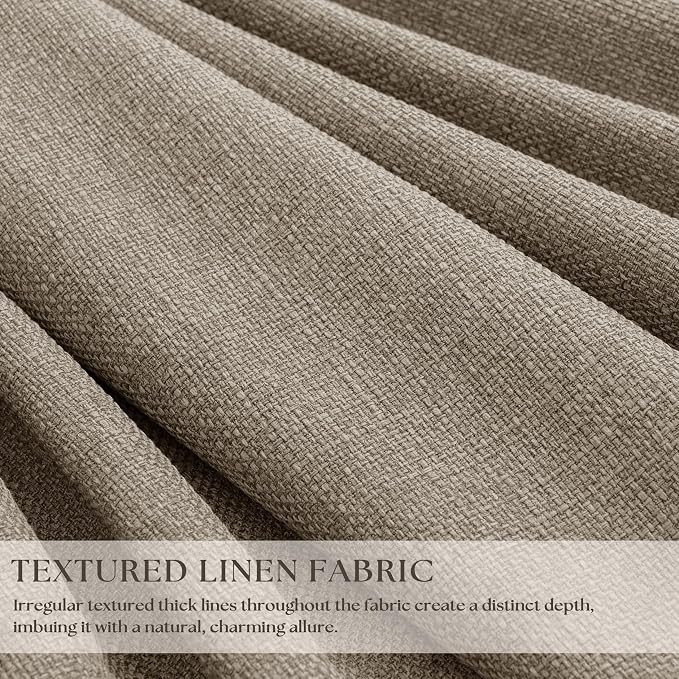 Deep Flax Blackout Pinch Pleat 100 Inch Linen Curtains 2 Panels Set | - Image 3