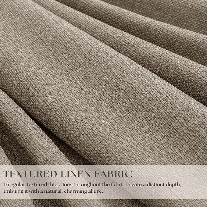 Deep Flax Greige Pleated Blackout Curtains 96 Inches Long 2 Panels | Room - Image 3