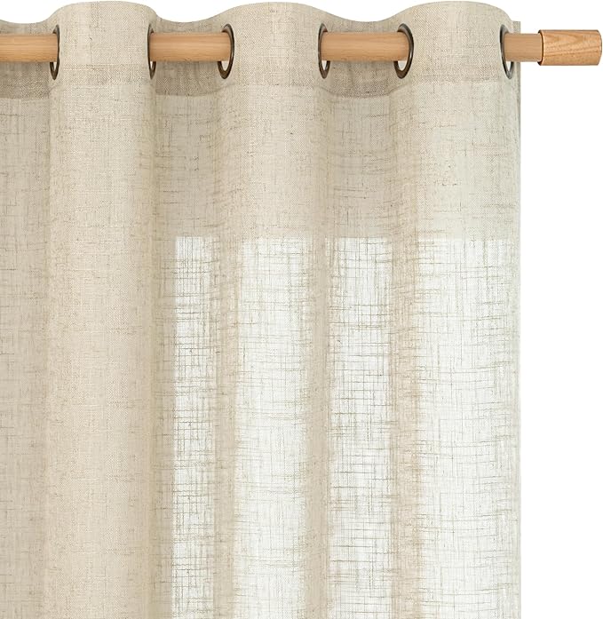 LAMIT Linen Sheer Curtains 96 Inches Long 2 Panels Set, Light Filtering by LAMIT