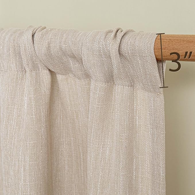 MYSKY HOME Semi Sheer Light Oatmeal Curtains 36 Inches Long - Image 5