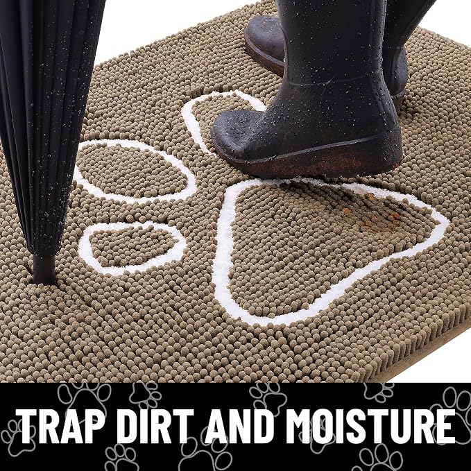 Smiry Dog Door Mat for Muddy Paws, Absorbent Dirt Trapper Non Slip Quick Dry - Image 2