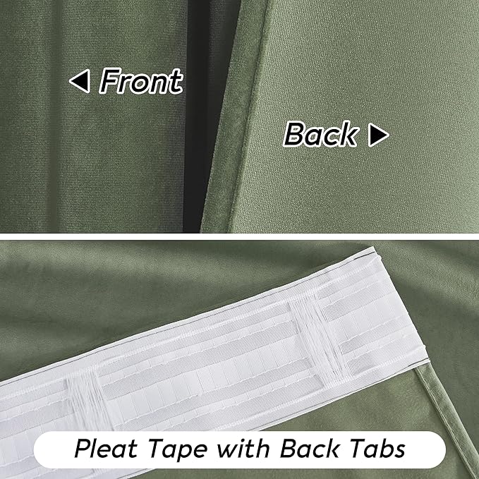 RYB HOME Sage Green Velvet Curtains 94 inches - Image 6