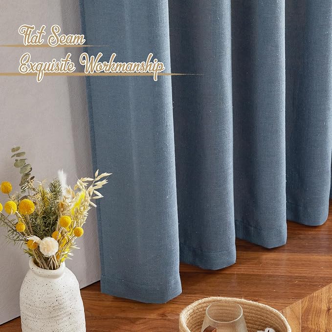 NICETOWN Linen Blend Stone Blue Curtains - Image 7