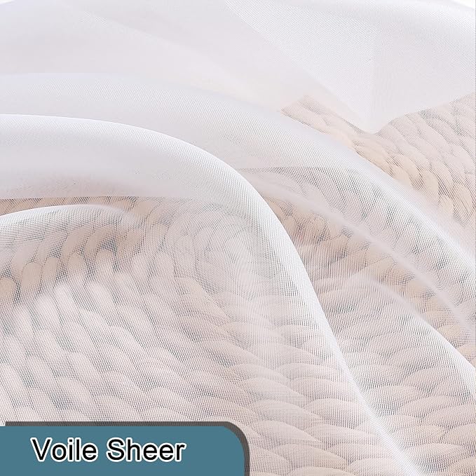Lecloud Short Sheer Curtains 54 Inches Length 2 Panels, Light Filtering Voile - Image 8