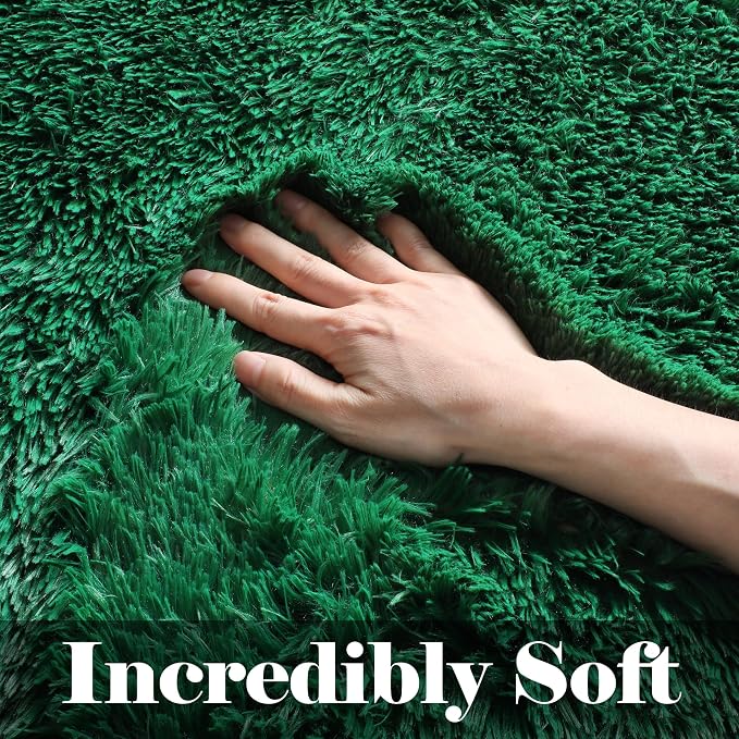 ONASAR Dark Green Area Rugs for Bedroom Living Room, 4x6 Fluffy Soft Plush - Image 2