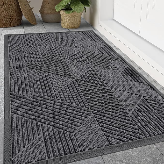 Smiry Front Door Mat Outside Entrance, Heavy Duty Sturdy Natural Rubber Doormat by Smiry