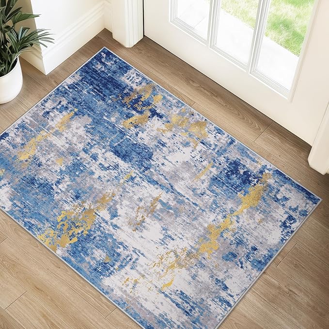 Washable Area Rugs 2'x3' Non-Slip Modern Abstract Soft by RELEANY