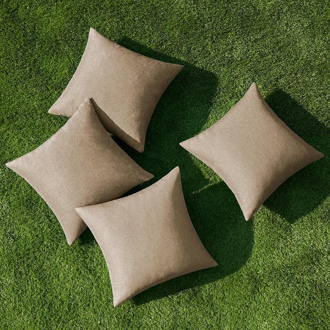 MIULEE Pack of 4 Decorative Outdoor Throw Pillow Covers Linen Waterproof Pillow - Image 4