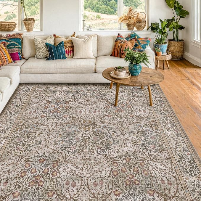 Vintage 4x6 Entryway Rug, Washable Area Rugs - Image 6