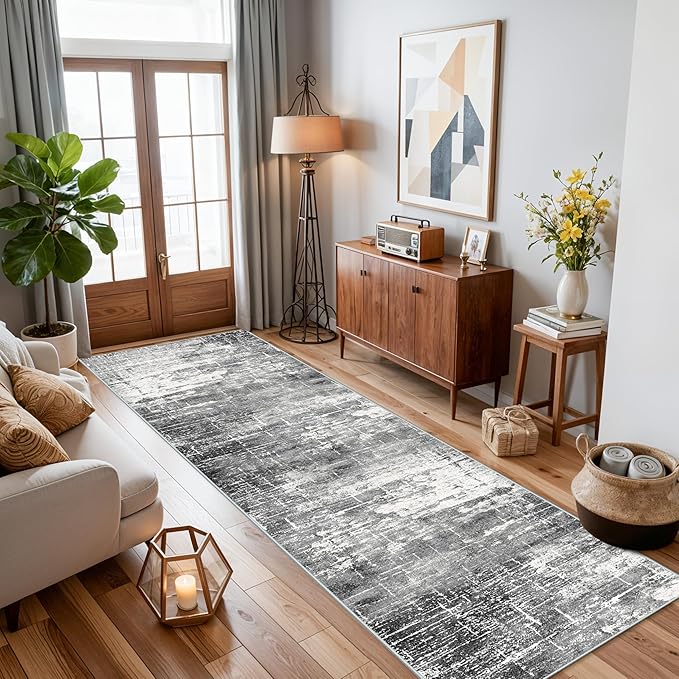 Washable 2X10 Kitchen Area Rug: Entryway Abstract Rug Runner Soft Bedroom - Image 4