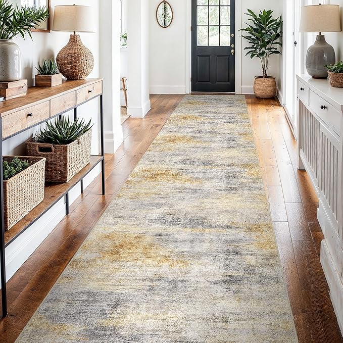 2'6''x14' Washable Kitchen Runner Rug: Modern Abstract Runners by Ksrau