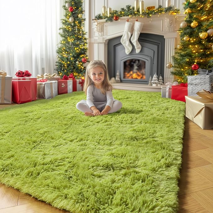 Amdrebio Grass Green Shag Area Rug 9x12 - Image 7