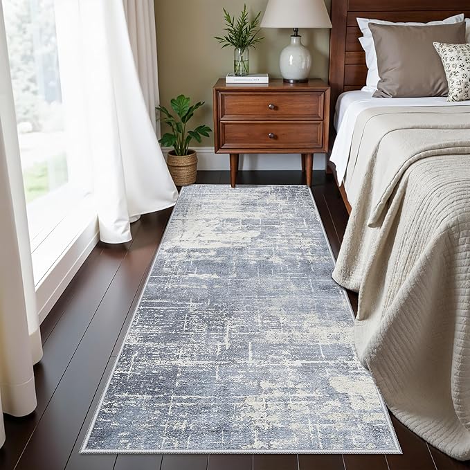 Washable 2x5 Abstract Hallway Runners: Indoor Water Resistant Kitchen Sink Rug - Image 2