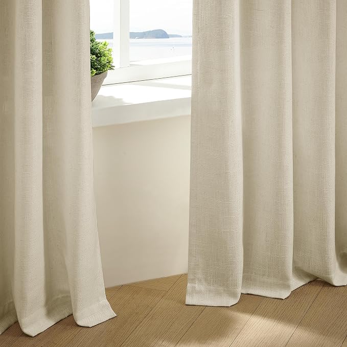 60 Inch Width 92 Inches Long Linen Pinch Pleated Curtains 1 Panel | Light - Image 9