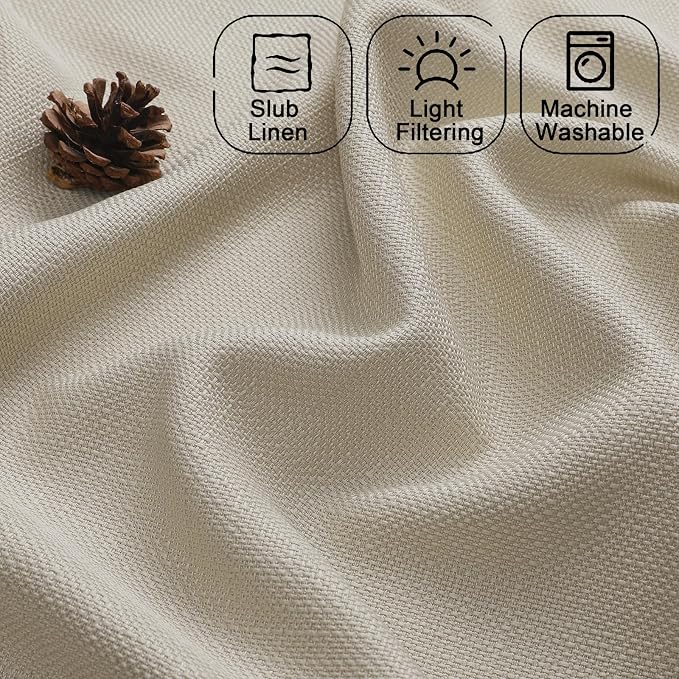 Chyhomenyc Valance for Windows, Faux Linen Slub Textured Semi Sheer Small - Image 3