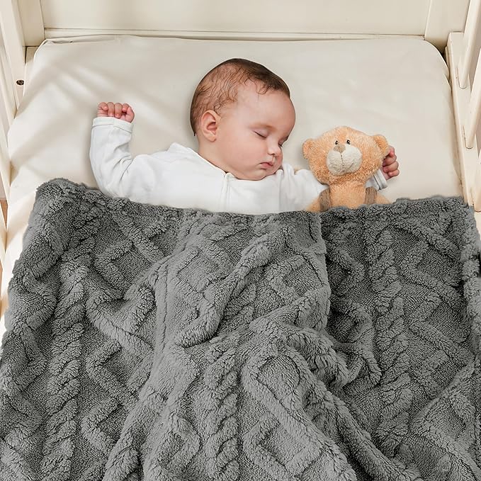 Sherpa Fleece Baby Blanket, Ultra Soft Fluffy Premium Baby Blankets - Image 2