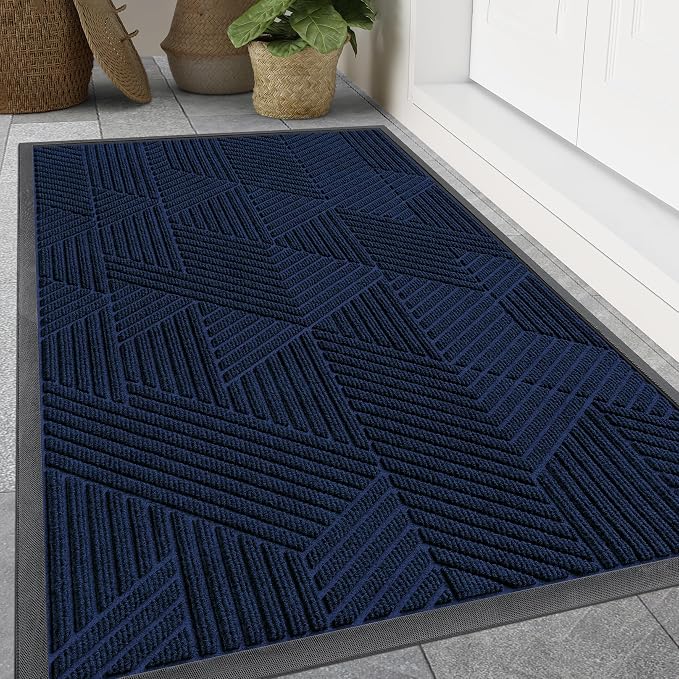 Smiry Front Door Mat Outside Entrance, Heavy Duty Sturdy Natural Rubber Doormat by Smiry