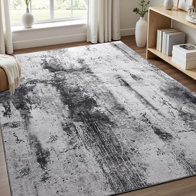 Toneed Abstract Area Rug Modern Washable Rug Soft Non Slip Rug Low Pile - Image 2