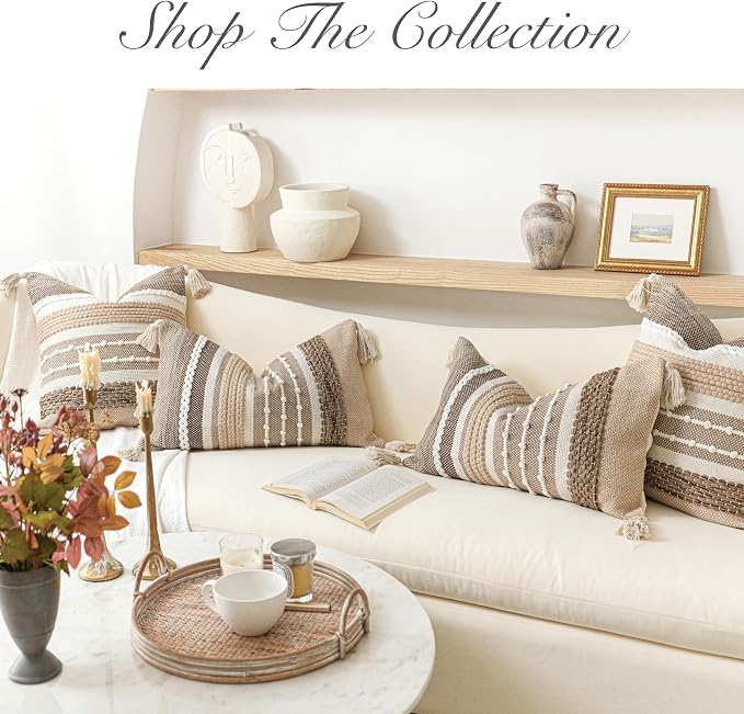 Decorative Lumbar Throw Pillow Cover 14x24 Boho Brown Accent Cushion - Image 7