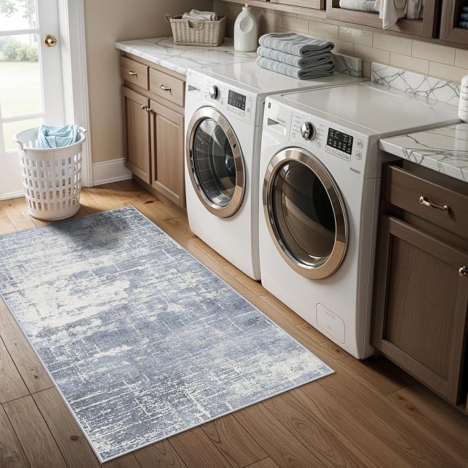 Washable 2x4 Kitchen Area Rugs: Abstract Stain-Resistant Sink Rug Non-Slip - Image 5