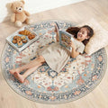 Area Rugs 4ft Washable Non-Slip, Floral Vintage Distress Print Pattern by RELEANY