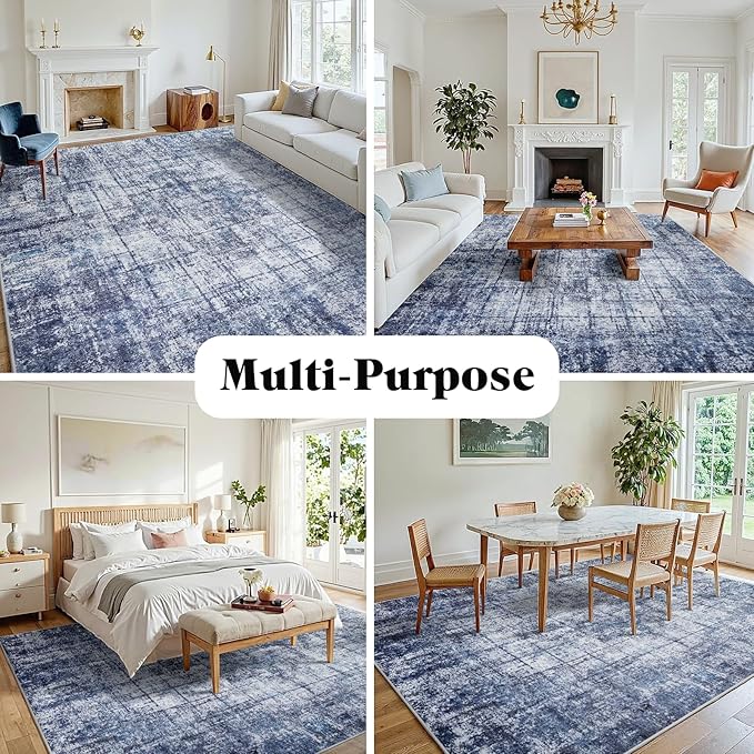 9x12 Area Rugs for Living Room Washable Rug: Anti-Skid Abstract Modern Living - Image 3