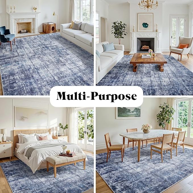 8x10 Area Rugs for Living Room Washable Rug: Anti-Skid Abstract Modern Living - Image 3