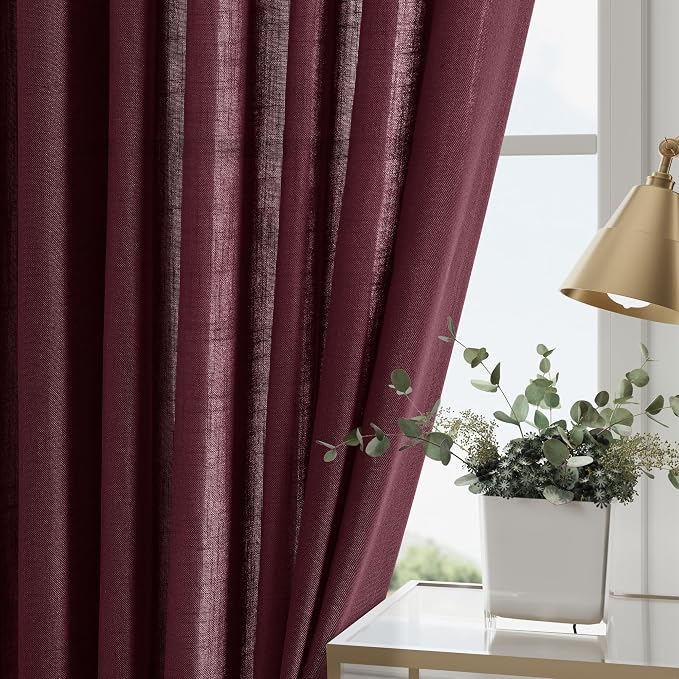 Extra Long Burgundy Linen Curtains 120 Inch - Image 4