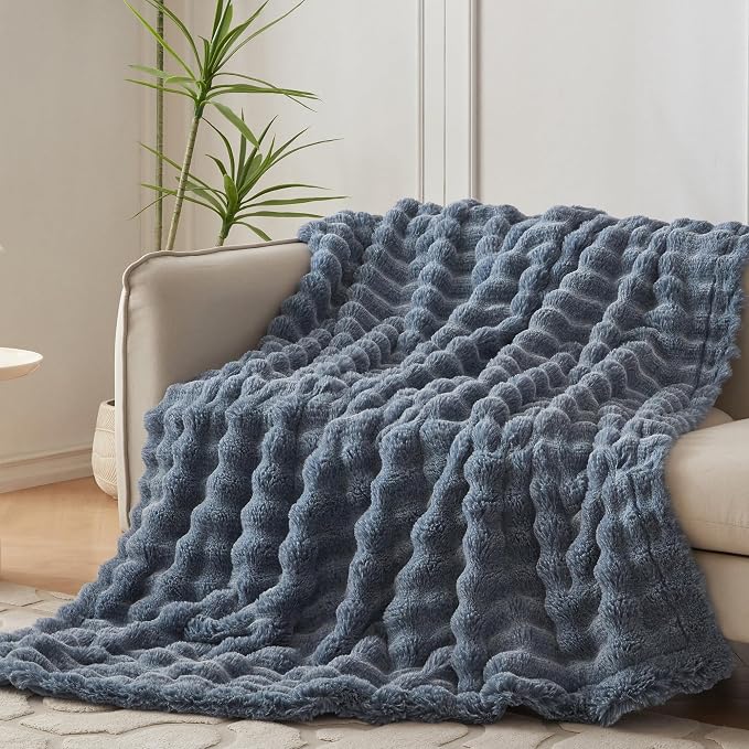 COOVA Faux Fur Throw Blanket for Couch, Cozy Soft and Fuzzy Plush Rabbit Fur - Image 2