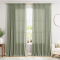 Sage Green Large Window Curtains Light Filtering Semi Sheer Privacy Linen by Nanspring