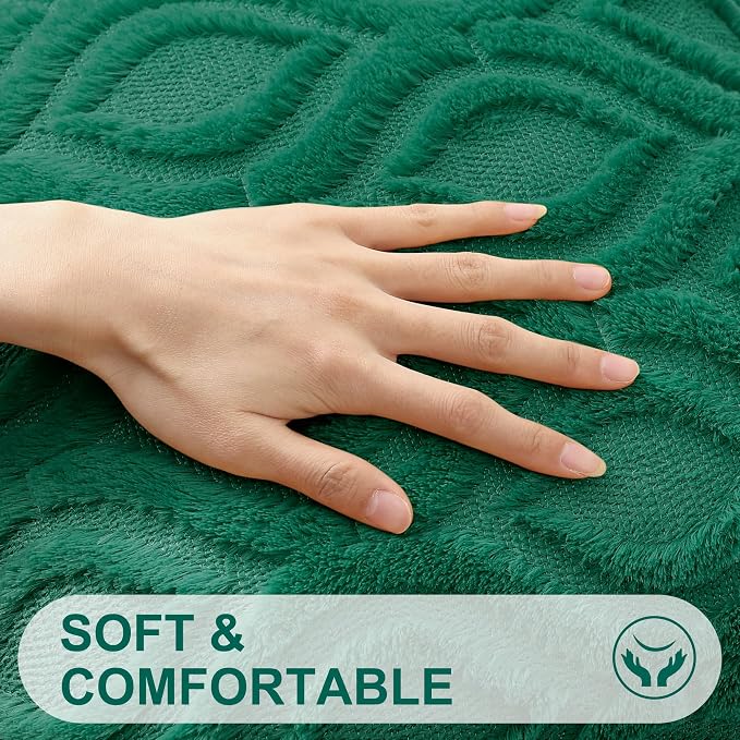 decorUhome Throw Pillow Covers 20x20 Inch Set of 2, Soft Plush Faux Wool Green - Image 2