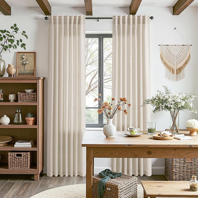 Boho Linen Curtains for Living Room 94 Inches Long Light Filtering Semi Sheer - Image 8