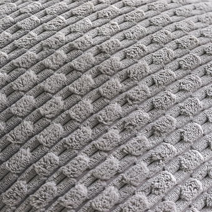 Set of 4 Grey Decorative Throw Pillow Covers 18x18 Inch Corduroy Pillow Covers - Image 5