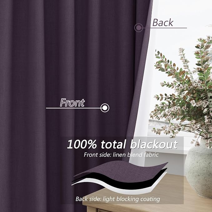 Guken 100% Blackout Curtains 102 Inch Length 2 Panels Set - Image 4