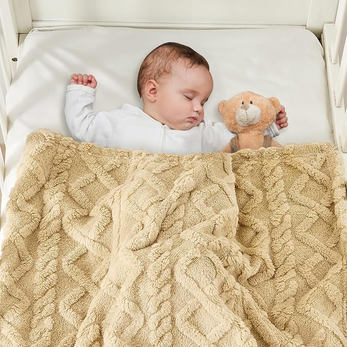 Sherpa Fleece Baby Blanket, Ultra Soft Fluffy Premium Baby Blankets - Image 3
