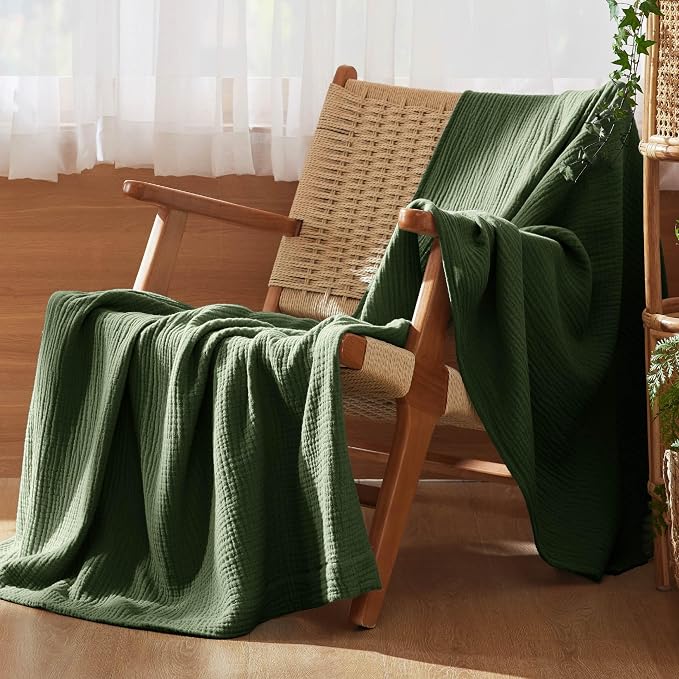 Bedsure 100% Cotton Muslin Blanket Queen Size - Image 5