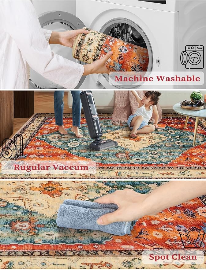 SERISSA 3x10 Washable Non Slip Boho Runner Rug - Image 4