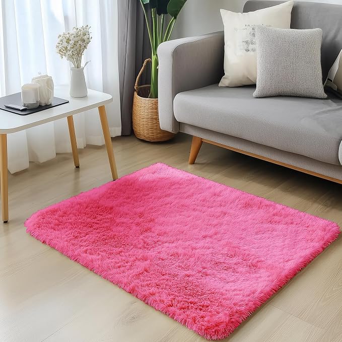 OLANLY 2x3 Machine Washable Small Bedside Rug, Soft Fluffy Shaggy Entryway - Image 3
