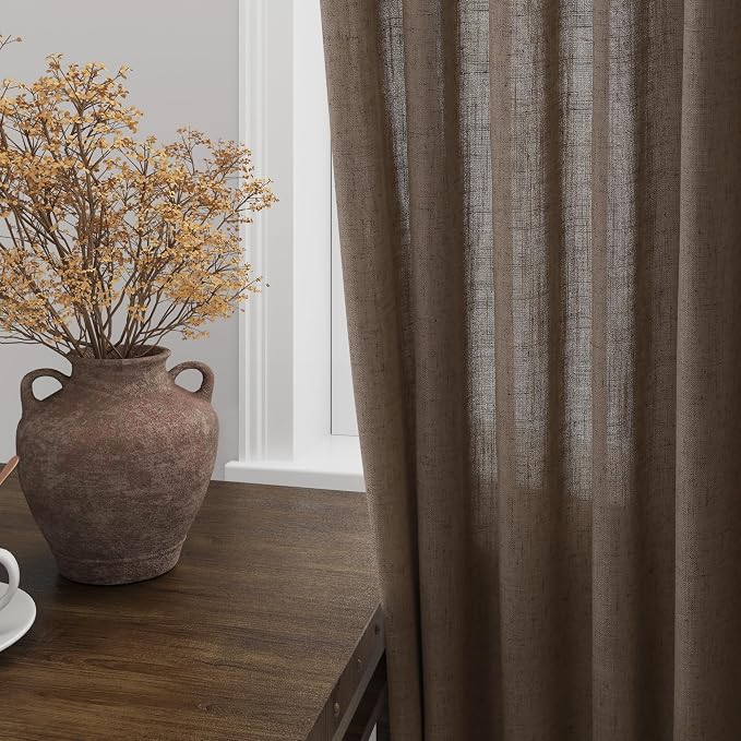 Extra Long Light Brown Curtains 2 Panels 102 Inches Long - Image 2
