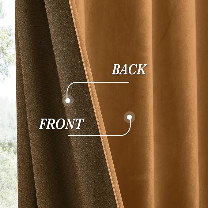 RYB HOME Luxurious Bronze Velvet Curtain Panels - Image 5