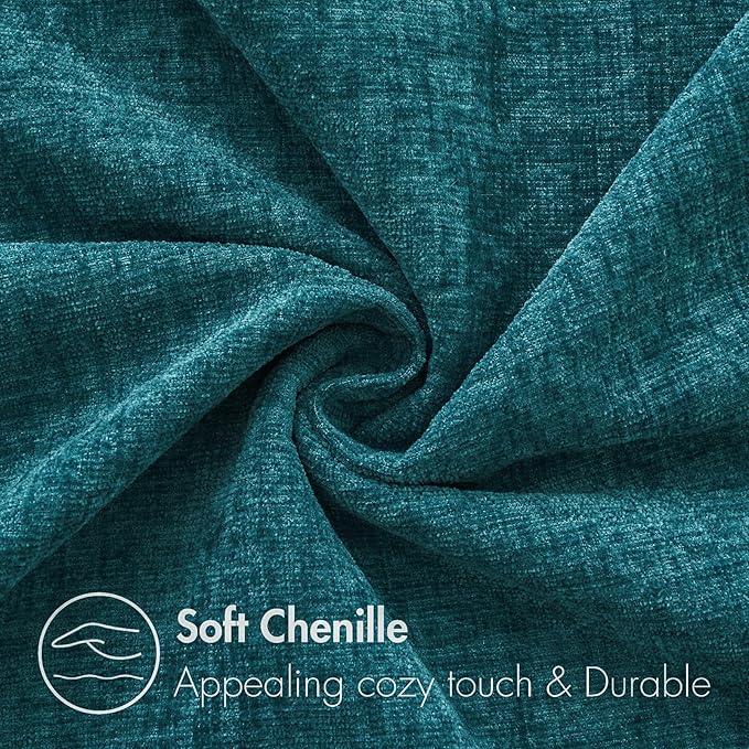 MIULEE Pack of 2 Dark Teal Throw Pillow Covers 18x18 Inch Soft Chenille Pillow - Image 2