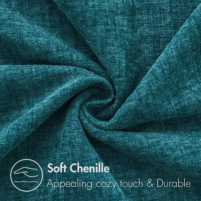 MIULEE Pack of 2 Dark Teal Throw Pillow Covers 12x20 Inch Soft Chenille Lumbar - Image 2