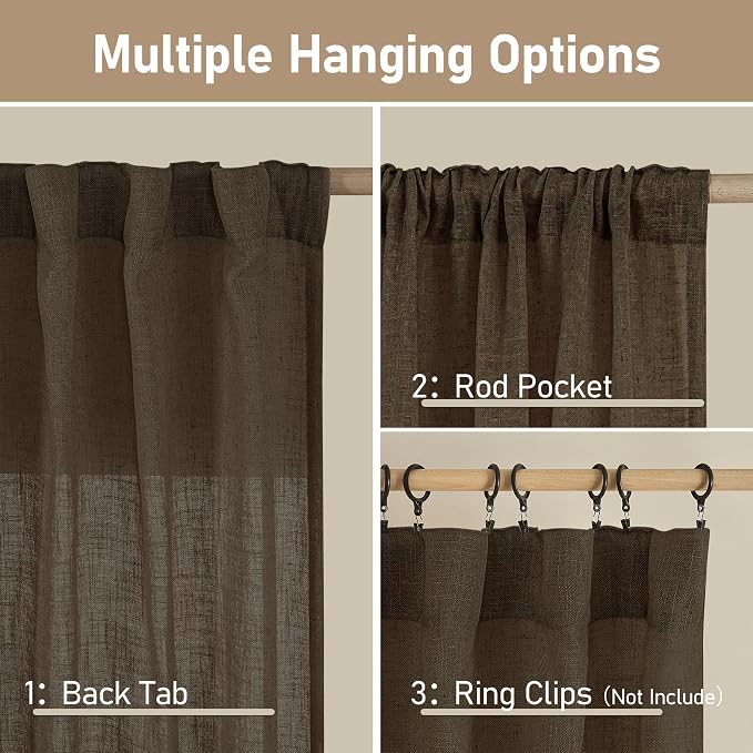 LAMIT Dark Brown Linen Curtains - Image 3