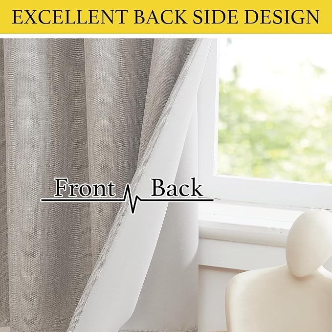 NICETOWN Thick Living Room Valances 24 inches Long, Farmhouse Grommet Faux - Image 5