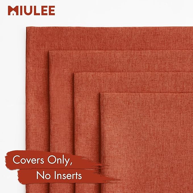 MIULEE Pack of 4 Decorative Burnt Orange Throw Pillow Covers Linen Waterproof - Image 5