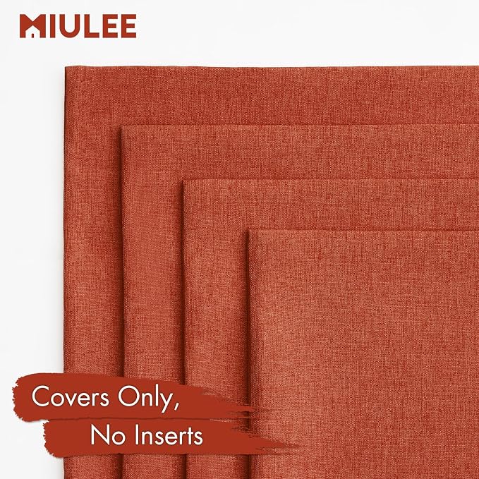 MIULEE Pack of 4 Decorative Burnt Orange Throw Pillow Covers Linen Waterproof - Image 5